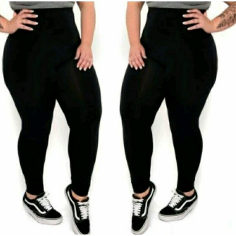 Calça Legging Plus Size Leg Lisa Suplex Grossa Cintura Alta Moda Feminina em Oferta na Shopee