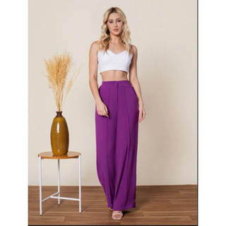 Calça Feminina Pantalona Wide Leg Duna com Forro Botão Cintura Alta Elástica Ajustável Tendência.