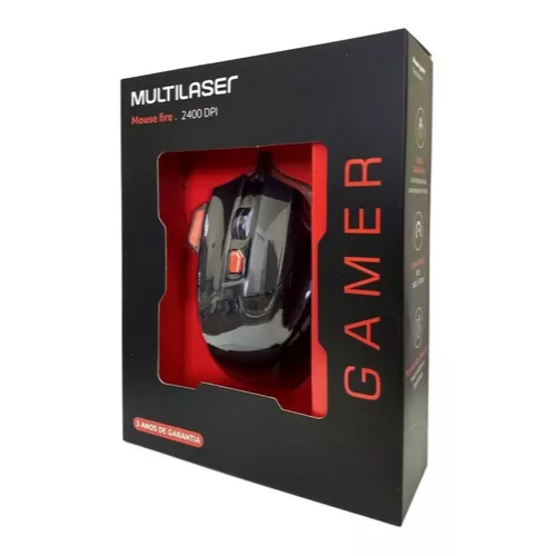 Mouse Gamer Multilaser 2400dpi 7 Botões Preto/vermelho Mo236