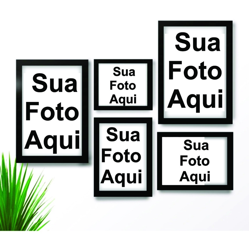 Conjunto Kit 5 Quadros Decorativos personalizado Sua Foto Arte Aqui COM 5 FOTOS CASAMENTO ANIVERSARIO FORMATURA BATIZADO