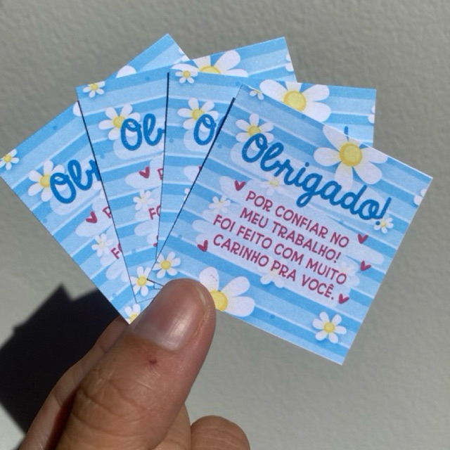 Mini Cartão De Agradecimento Ao Cliente Tag Brinde Cliente AZUL