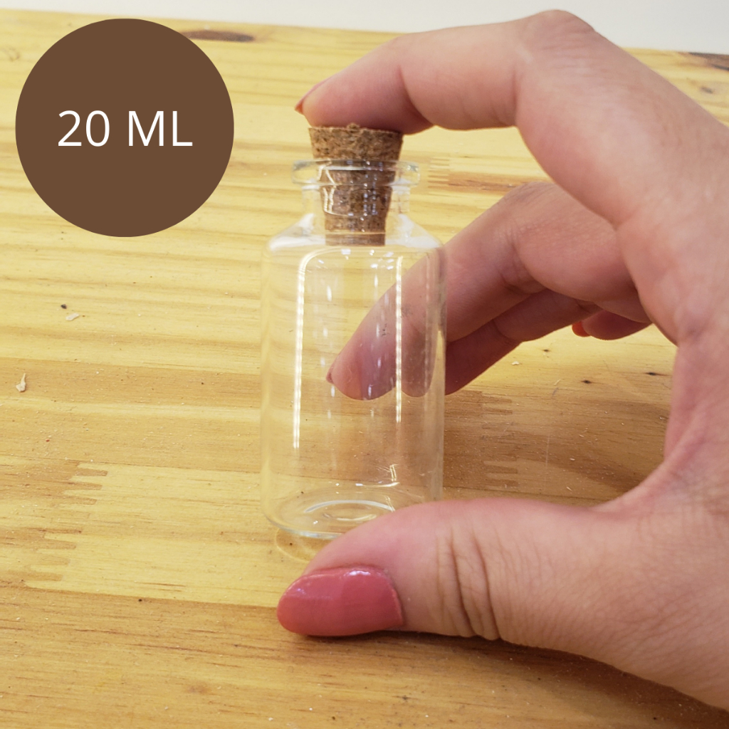 Potinho de Vidro Tampa de Rolha M 20ml - 1 unidade - Rizzo Confeitaria