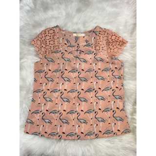 Camisa Feminina Manga Curta Estampa de Flamingo 5029