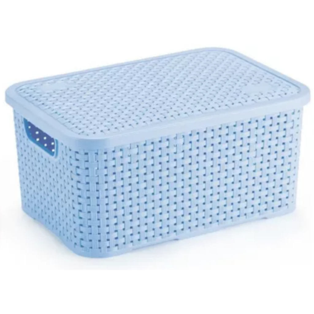 Cesto Organizador Rattan Grande Com Tampa Nitron em Oferta na Shopee