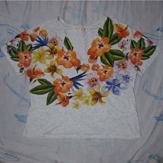 Blusa M - Clock House (estampada - cinza - florida - camiseta - baby look - cropped - flor)