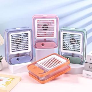 Mini Ventilador Portátil e Umidificador de Ar com Led e 3 Velocidades Pastel