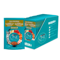 Caixa 15un. Ração Úmida Purina One Sachê Para Gatos Multi Proteínas 85g