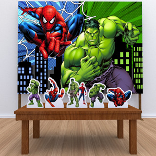 Festa Aniversário Homem Aranha e Hulk Decoração Cenários Kit Prata