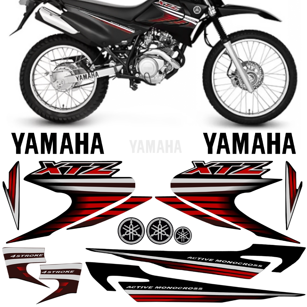 Kit Adesivo Xtz 125 2007 Preta Moto Yamaha Faixa Jogo em Oferta na Shopee