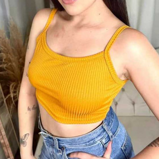 Top Cropped Alcinha Básica Canelado - Caminhada, Academia, Dia a Dia - Blogueira