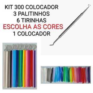 1 Kit 300 com Colocador - 300 Borrachinhas de Aparelho Ortodôntico + 6 Tirinhas + 1 Colocador