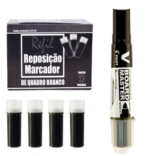 Kit Refil Recargas para pincel e marcador de quadro branco caixa 12 un + Marcador Pilot Board Master em Oferta na Shopee