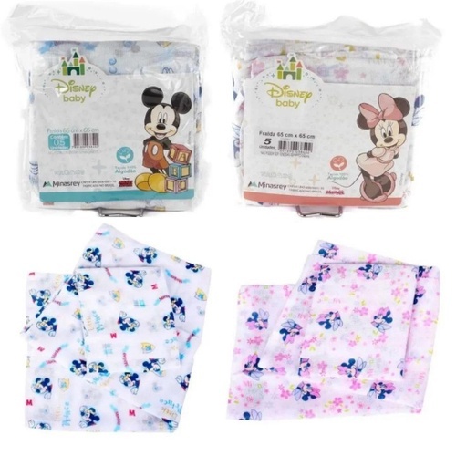 Fralda de Pano Bebê Disney Baby 65x65 - 5 Unidades