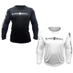 Camiseta Black Skull Original Manga Longa Dry Fit Sport Luta Nutrição Camisa Treino Academia Fitness