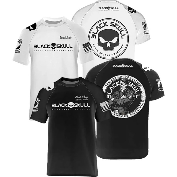 Kit 2 Black Skull Camiseta Original Dry Fit Caveira e Bope Luta exercícios academia Camisa