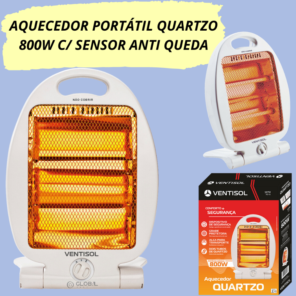 Aquecedor de ambientes Elétrico Quartzo Portátil Branco Ventisol