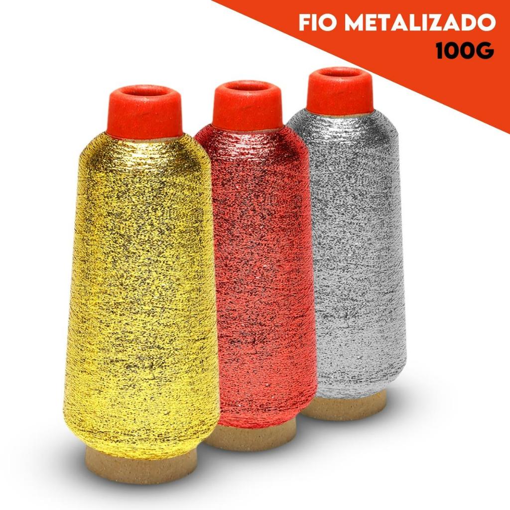 Fio Metalizado - Linha Para Bordar Cores Diversas - Com 100 Gramas - MGX