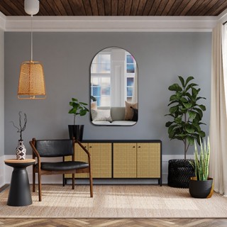 Espelho Orgânico Moderno Sala Quarto Banheiro Lavabo 64x44cm em Couro 3cm - Mod. Pinterest Capela