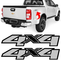 Par Adesivo 4x4 Caçamba S10 S-10 2013 14 15 16 17 18 19 2020 Cinza