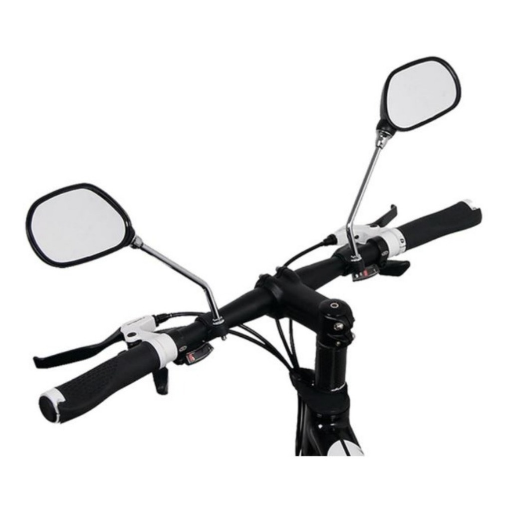 Par Espelho Retrovisor C/ Refletor P/ Guidão Bicicletas Eletrica Mobilete Bike Urbanas Bmx Mtb
