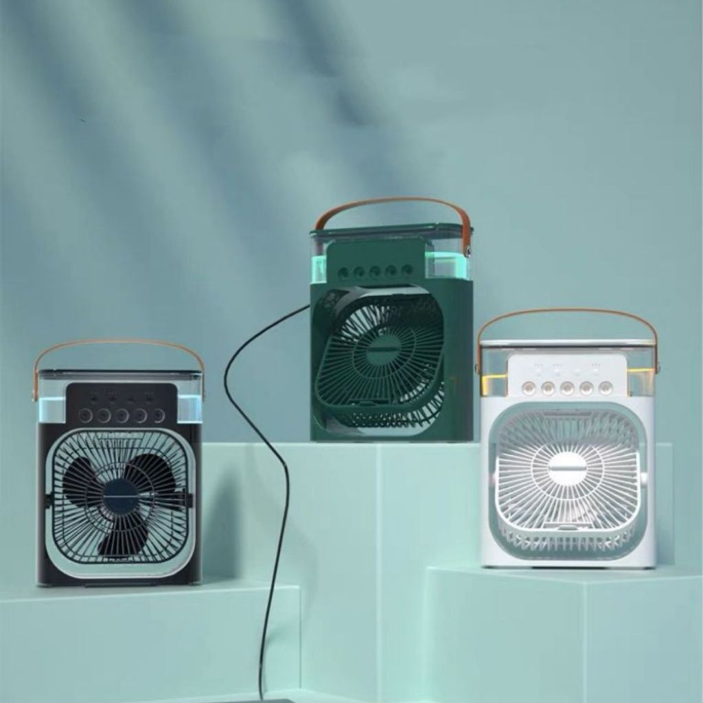 Refrigerador De Ar Ventilador Umidificador Portátil Com Led Reservatório De Água Led Usb