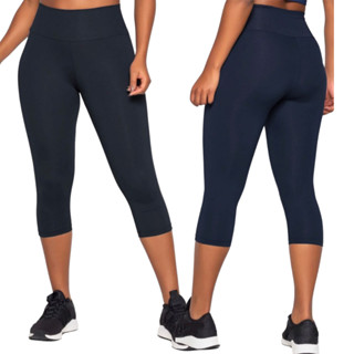 Corsario Capri feminino preto Liso legue Fitnnes Academia malhar Feminino Cintura Alta