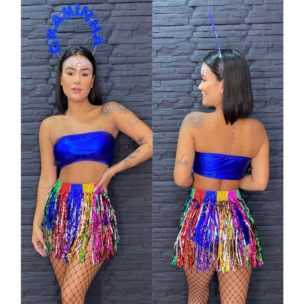 Saia Fitilho Carnaval Festa Fantasia Bloquinho Brilho Metalizado Fita Franja Tendência em Oferta na Shopee