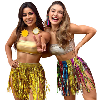 Kit 10 Saias Carnaval Metalizada Franja/fita Atacado Promoção em Oferta na Shopee