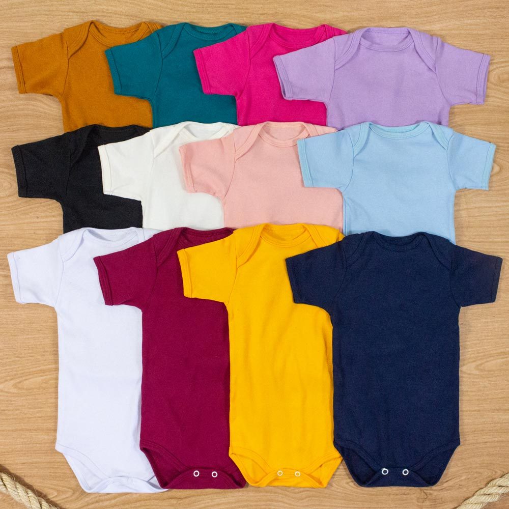 Body Manga Curta Infantil Suedine 100% Algodão até 24 Meses