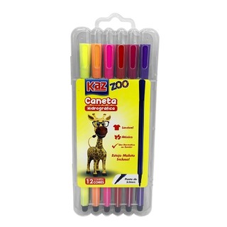 Canetinha Colorida Hidrográfica Kit Com 12 Cores Ponta 2.0mm
