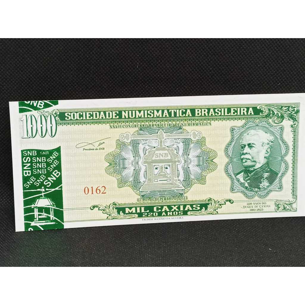 Cédula sociedade numismática Duque de Caxias