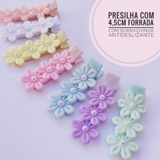 Presilhas de cabelo acessório infantil c/ florzinhas 4,5cm