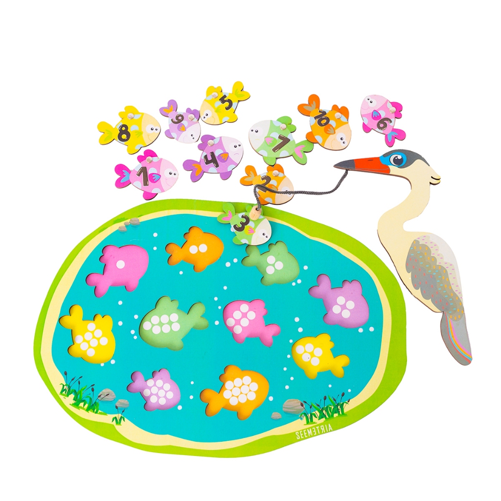 Brinquedo Jogo Infantil Pescaria Pega Peixe Pesca Conte 1 até 10 Pescando