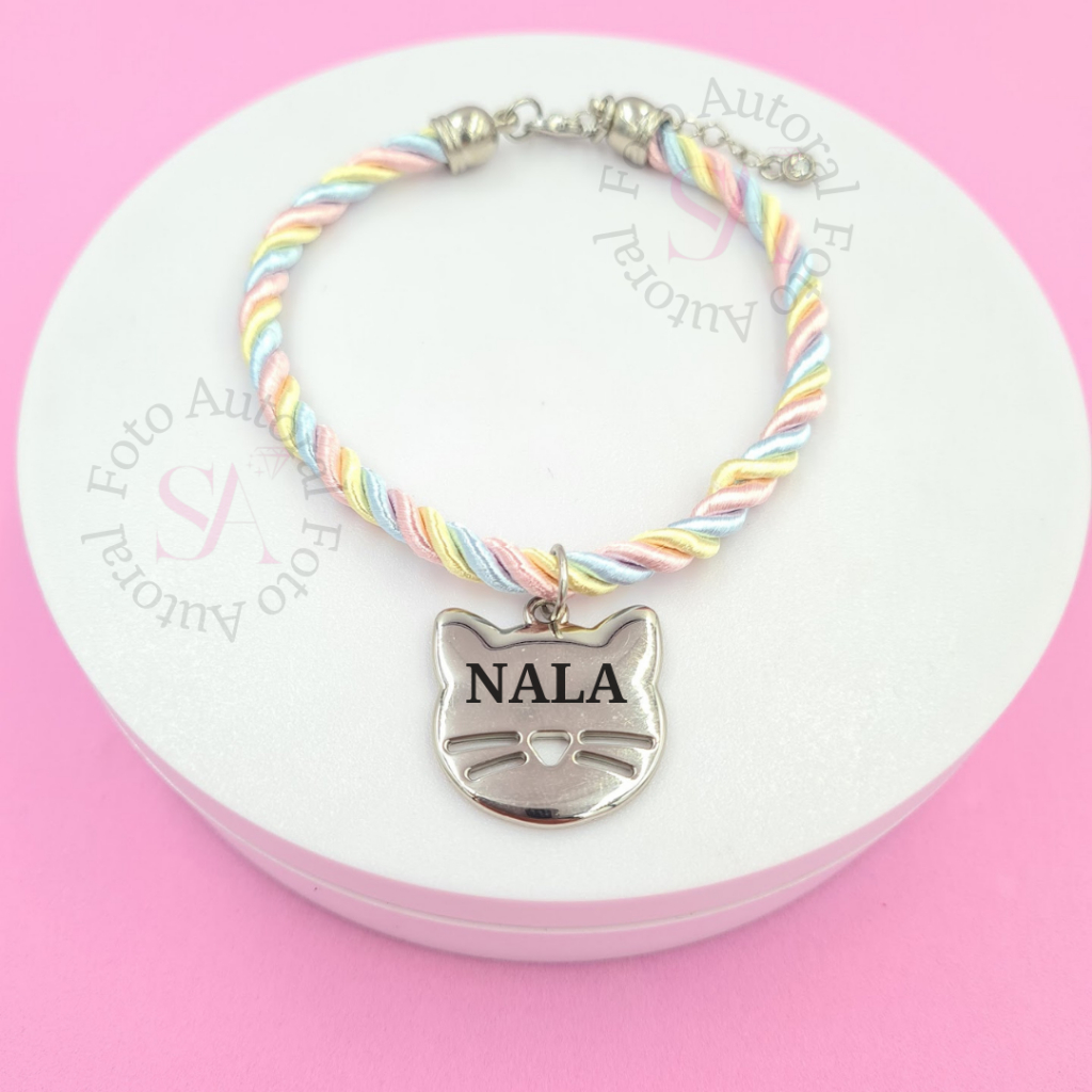 Coleira de Gato Personalizado Nome Pet Ajustavel Plaquinha de Gatinho B8