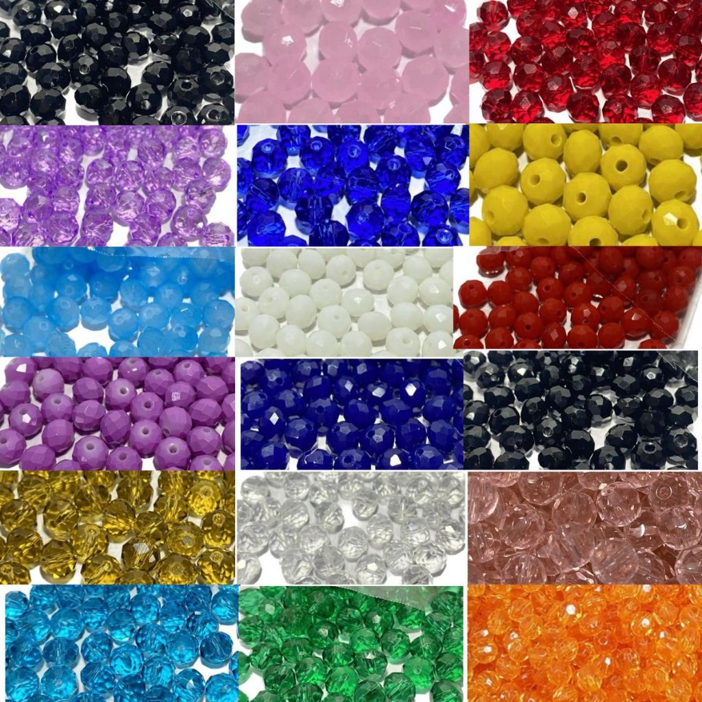 200 Miçangas contas de cristal Vidro 8mm Guia umbanda candomblé