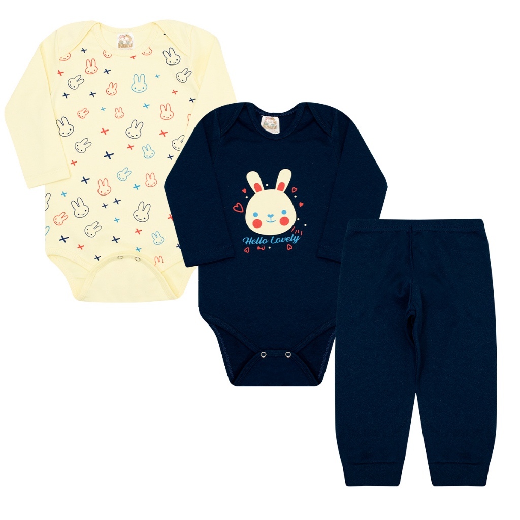 Kit Body Bebê 3 Peças roupas para bebê Conjunto de  menina e menino em Oferta na Shopee