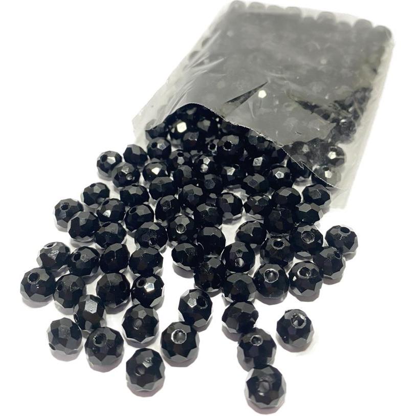 200 Contas de cristal 8mm Preto leitoso Guia umbanda candomblé