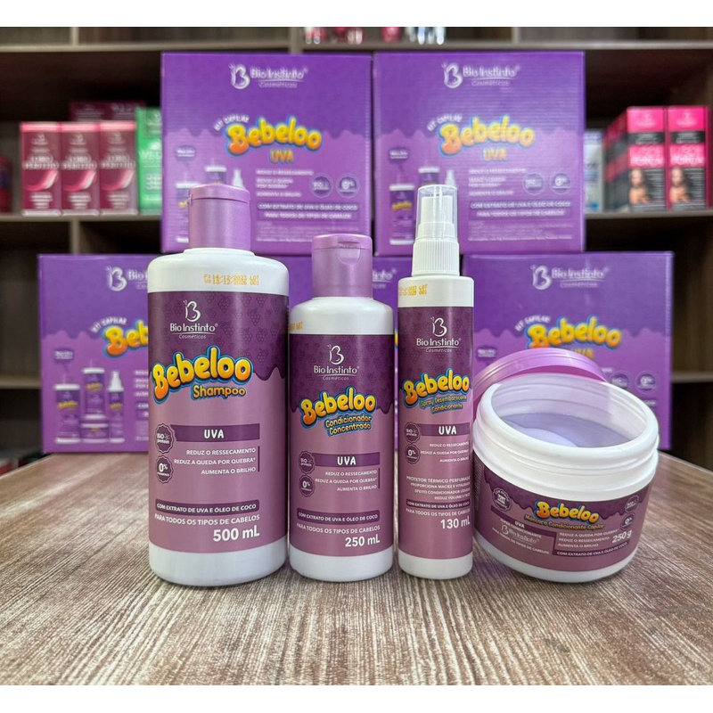 Kit Uva Bio Instinto Hidratação Sedosidade Brilho Força Lisos Crespos Ressecados Salão de ...