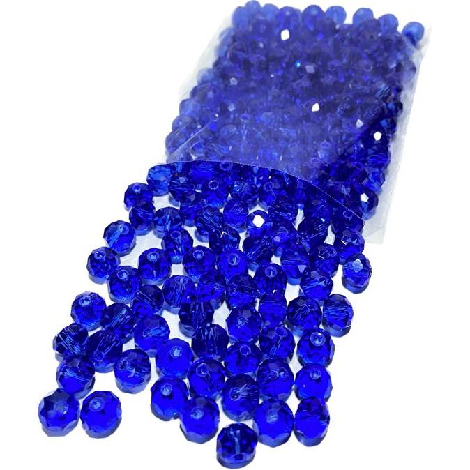 200 Missangas de cristal 8mm Azul Escuro Transparente guia umbanda candomblé