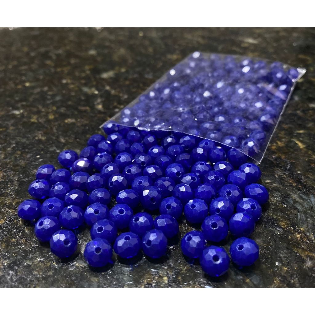 200 Missangas cristal 8mm Azul escuro leitoso Guia umbanda candomblé