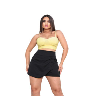 Short saia Feminino 3 Botões Alfaiataria