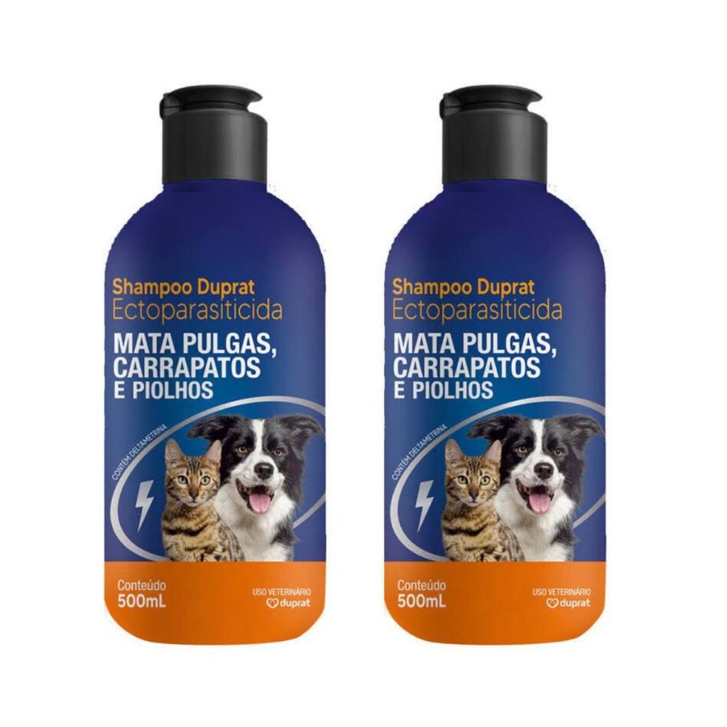 Kit 2 Shampoo Antipulgas 500ml Duprat Ectoparasiticida Carrapato Pulgas e Piolhos Cães e Gatos em Oferta na Shopee