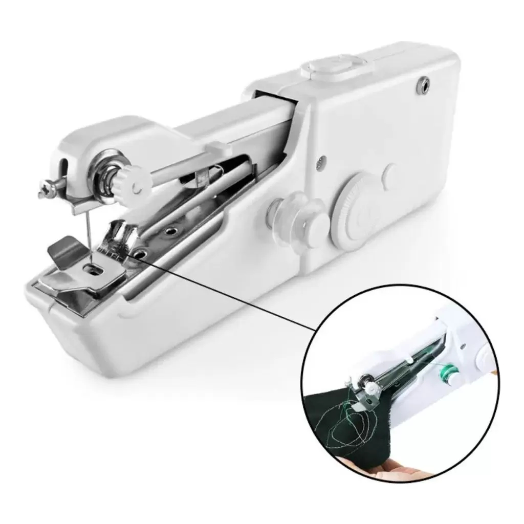 Mini Maquina de Costura Portátil a Pilha Couro Lã Jeans Manual de Mão
