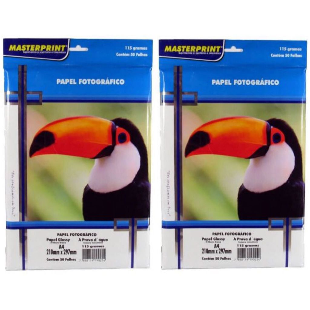 Papel Fotográfico 115g  A4 FOTO Glossy 100 Folhas Premium MASTERPRINT em Oferta na Shopee