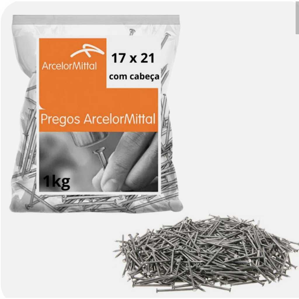 Prego Polido com Cabeça 17x21 ArcelorMittal 1kg
