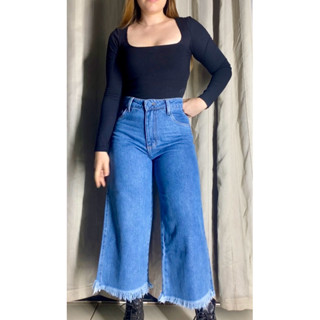 Calça Pantacourt Cintura Alta Jeans Premium Feminina