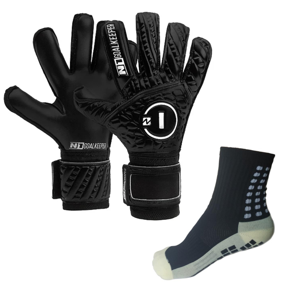 Luva de Goleiro Profissional N1 Cronos Black + Meia Antiderrapante  - Envio Mesmo DIA em Oferta na Shopee