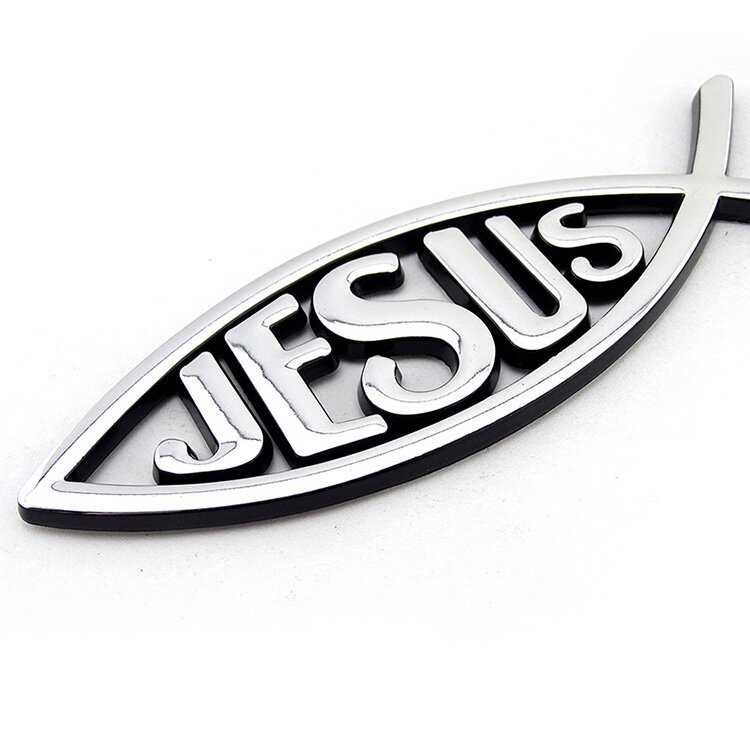 Emblema Cromado Adesivo Cristão Peixe Jesus Acessório Carro Moto