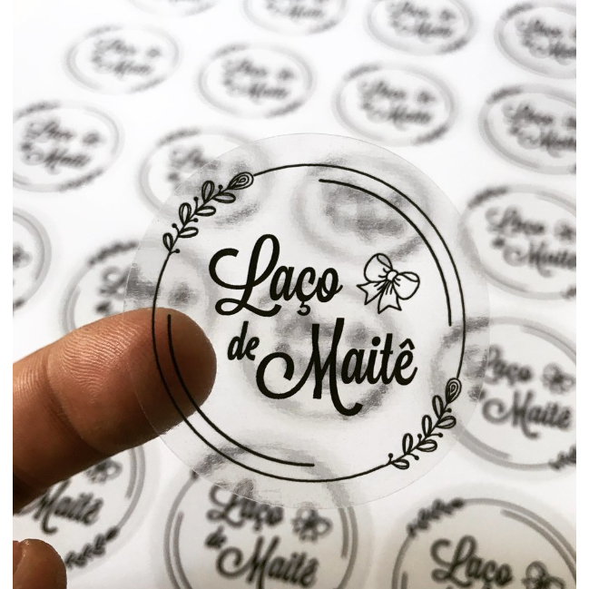 100 Rotulos Adesivos 5x5cm PERSONALIZADO com Recorte VINIL BRANCO OU TRANSPARENTE em Oferta na Shopee