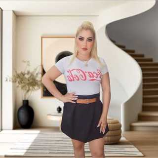 Camiseta feminina branca com escrita coca cola feminina branca Baby look feminina camiseta basica com manga